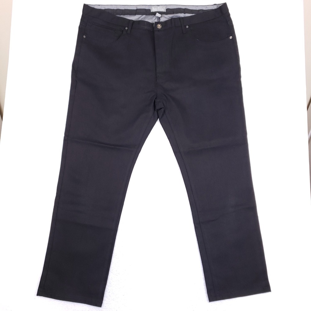 Paulo Solari Chino Pants Mens 46x32 Straight Fit Black Stretch Business Casual